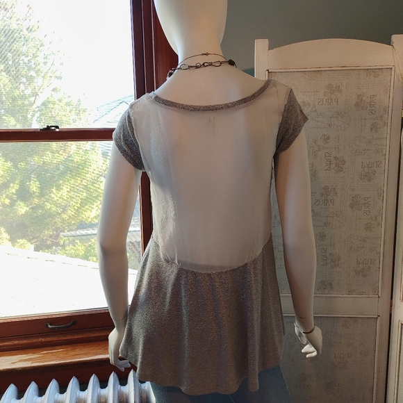Y2K AEO Flowy Silver Sparkle & Sheer Top Sz. XS NWT - Picture 10 of 13